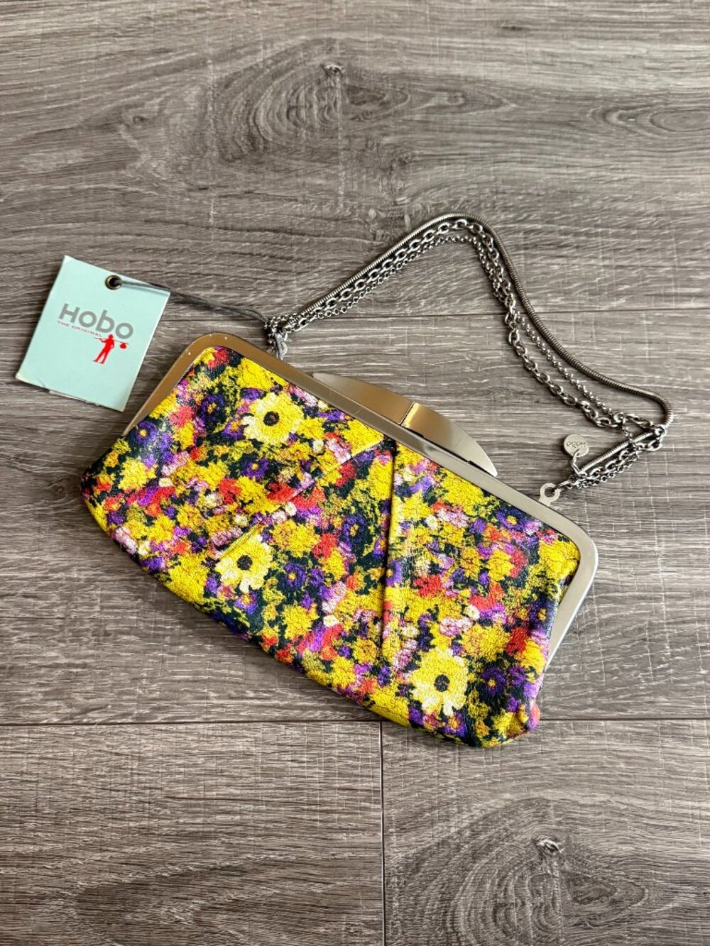 NWT HOBO Chain Strap Hand Clutch Hayward Daisy Floral Wallet